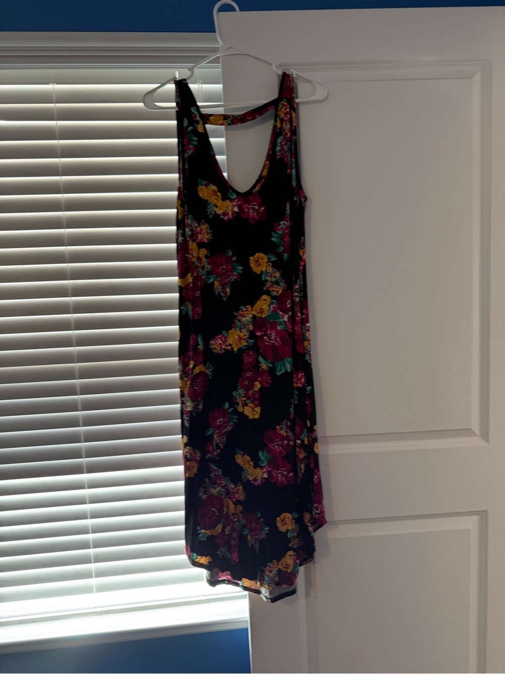 Maurices Small Midi-length Floral Scoop-Neck Tank Black Dress